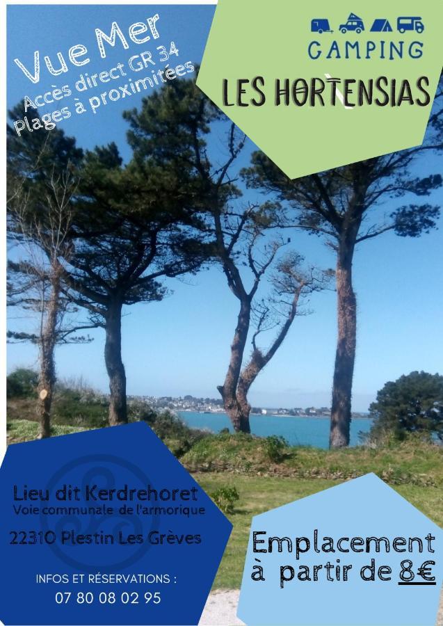 Les Hortensias grande tente familiale deux chambres et séjour vue mer sur camping nature Plestin-les-Grèves Esterno foto